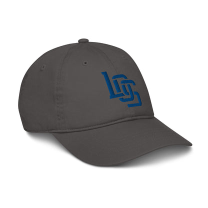 "LOS" Organic Baseball Cap | Econscious EC7000 | E Luna SELECT Tricrest 3 Royal Thread Front, Left Side & Back Logos