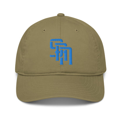 "SAN" Organic Baseball Cap | Econscious EC7000 | E Luna Brand ESSENTIAL Duocrest 2 Aqua/Teal Thread Logos: Front & Left