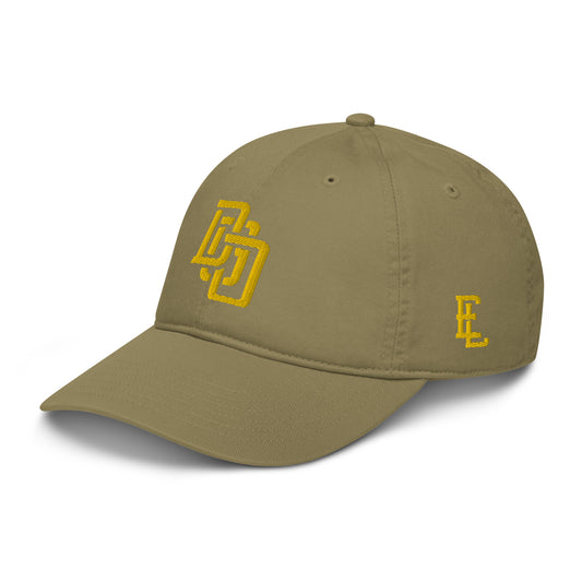 "DGO" Organic Baseball Cap | Econscious EC7000 | E Luna SELECT Tricrest 3 Gold Thread Front, Left Side & Back Logosdad hat