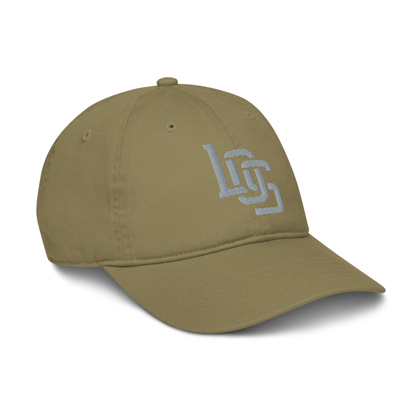 "LOS" Organic Baseball Cap | Econscious EC7000 | E Luna SELECT Tricrest 3 Grey Thread Front, Left Side & Back Logos