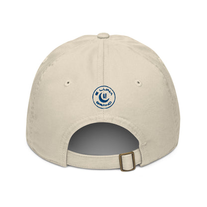 "619" Organic Baseball Cap | Econscious EC7000 | E Luna SELECT Tricrest 3 Royal Thread Front, Left Side & Back Logos