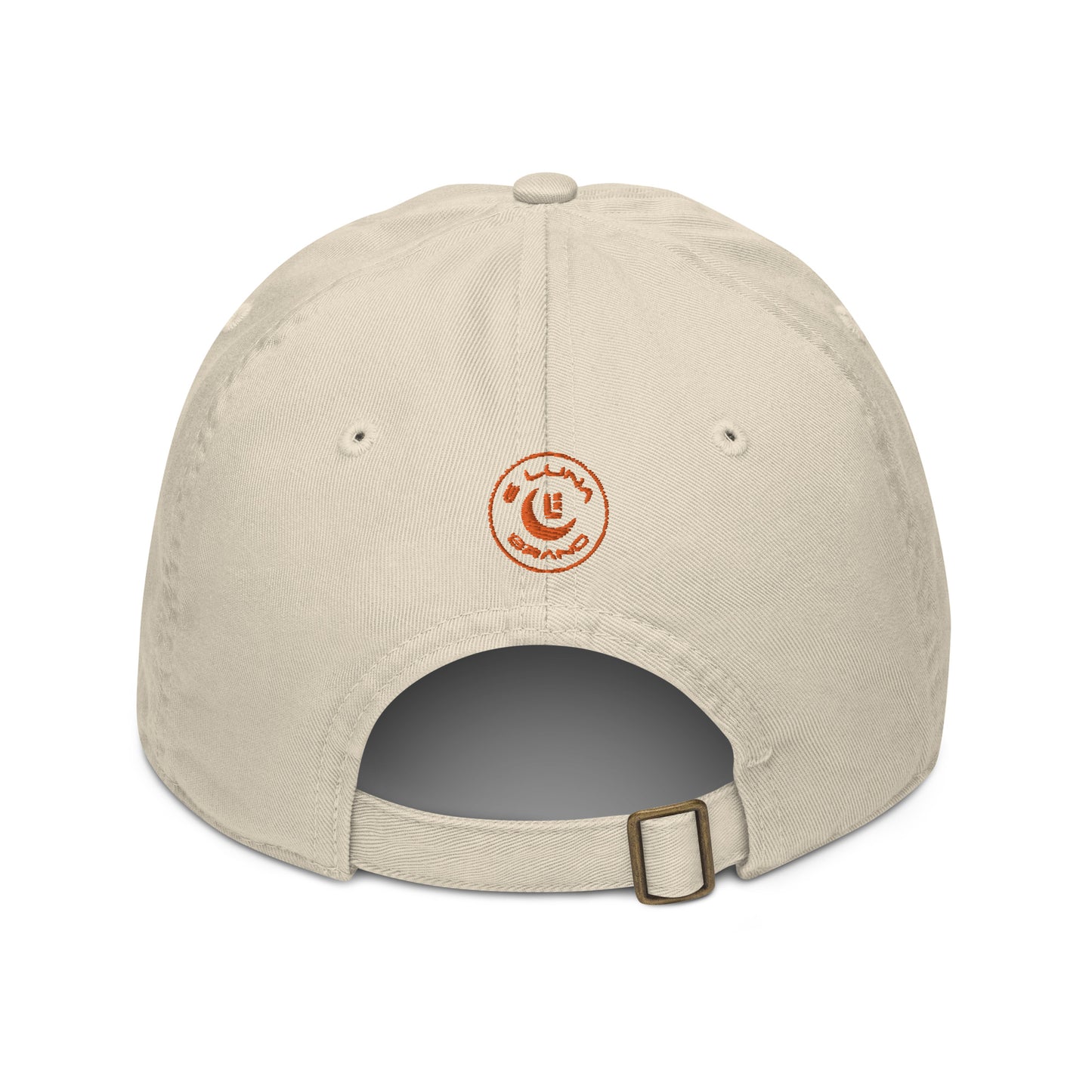 "LOS" Organic Baseball Cap | Econscious EC7000 | E Luna SELECT Tricrest 3 Orange Thread Front, Left Side & Back Logos