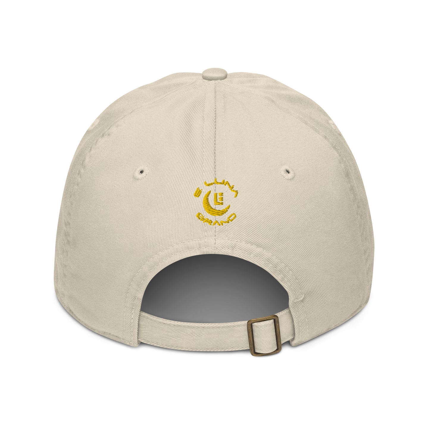 "213" Organic Baseball Cap | Econscious EC7000 | E Luna SELECT Duocrest 3 Gold Thread Front, Left Side & Back Logos