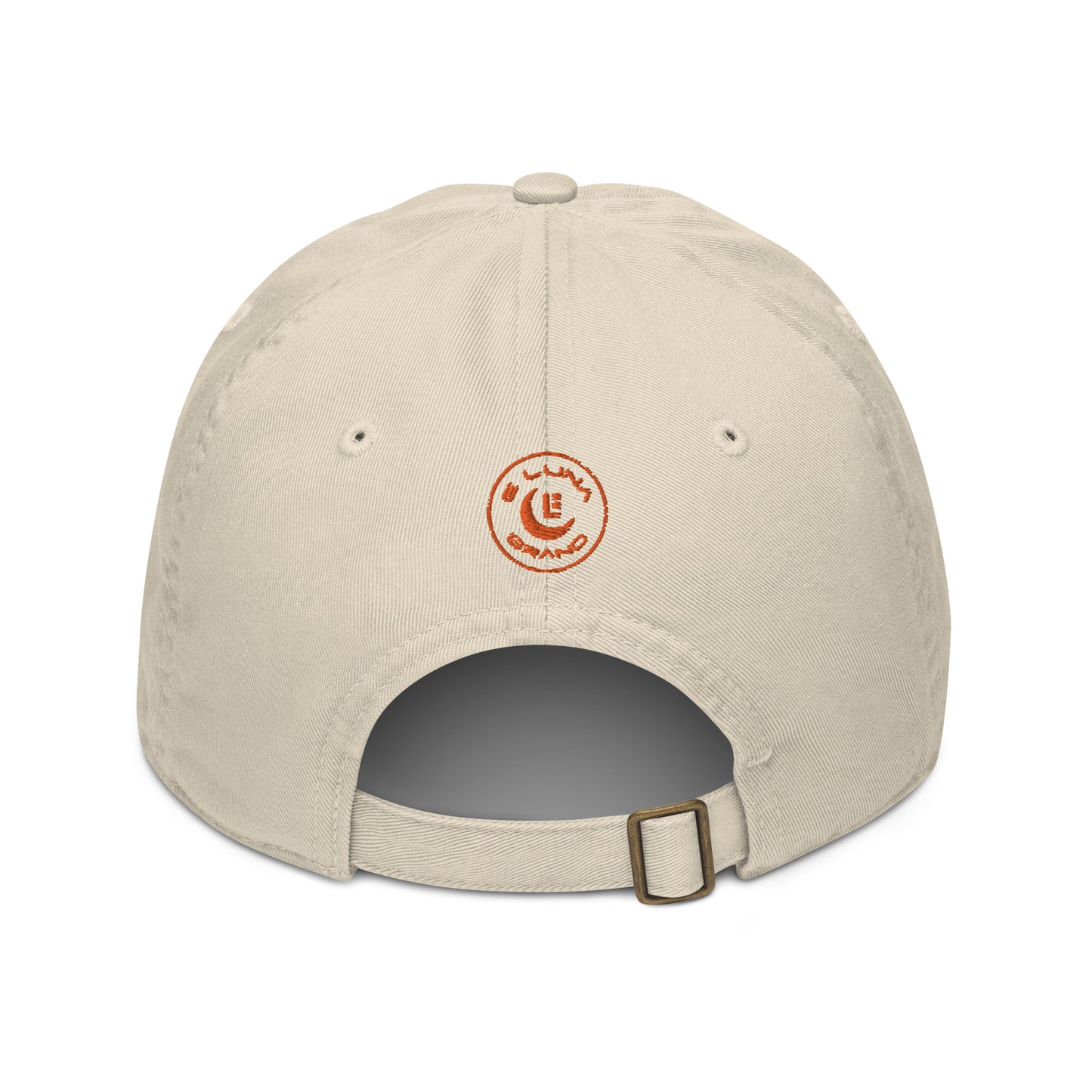"SAN" Organic Baseball Cap | Econscious EC7000 | E Luna Brand SELECT Tricrest 3 Orange Thread Logos: Front, Left & Back [3D Puff Edition]