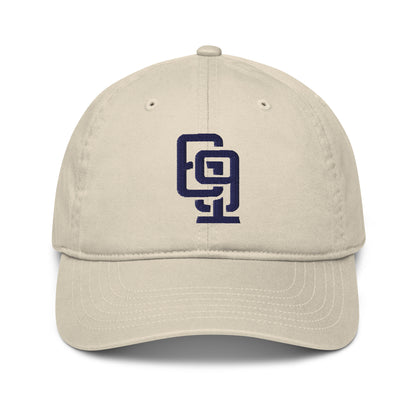 "619" Organic Baseball Cap | E Luna Brand ESSENTIAL | 2 Navy Thread Logos