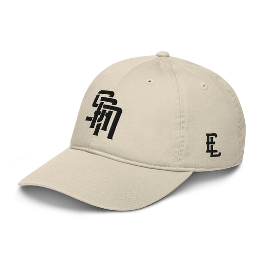 "SAN" Organic Baseball Cap | E Luna Brand SELECT | 3 Black Thread Logos | 3D Puff Edition