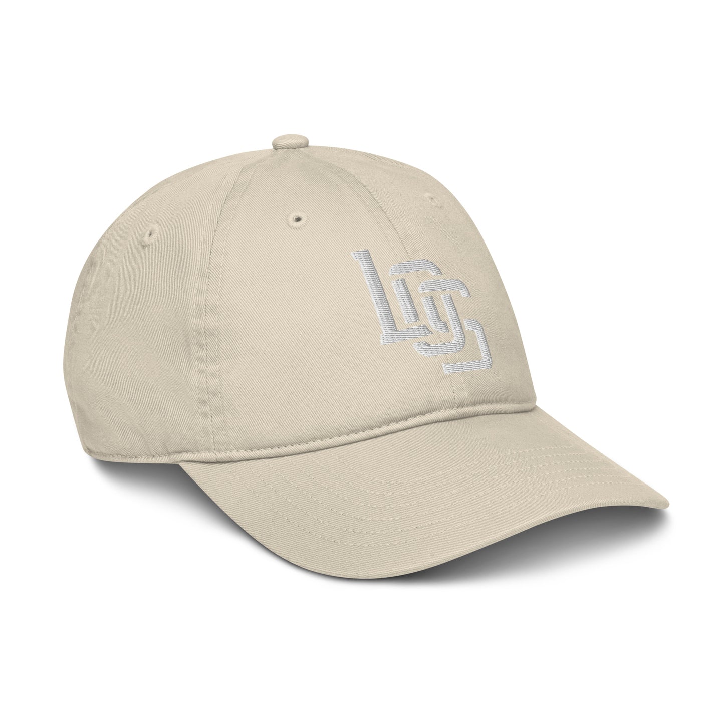 "LOS" Organic Baseball Cap | Econscious EC7000 | E Luna SELECT Tricrest 3 White Thread Front, Left Side & Back Logos