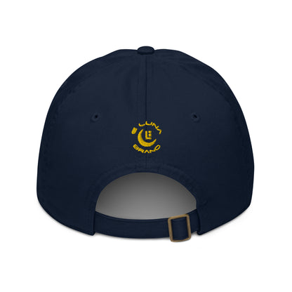 "LOS" Organic Baseball Cap | Econscious EC7000 | E Luna SELECT Tricrest 3 Gold Thread Front, Left Side & Back Logos