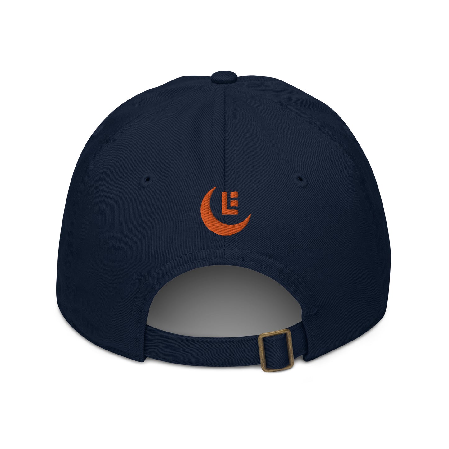 "SAN" Organic Baseball Cap | Econscious EC7000 | E Luna Brand PREMIUM Quadcrest 4 Orange Thread Logos: Front, Left, Right Signature & Back [3D Puff Edition]