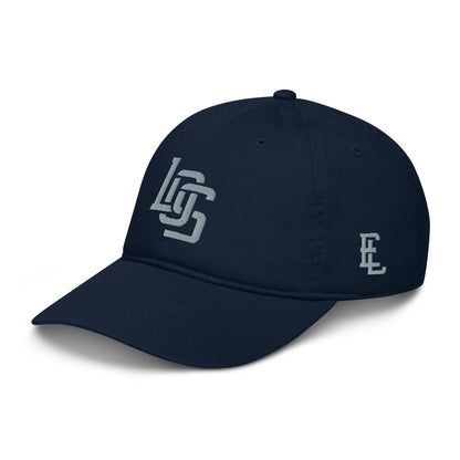 "LOS" Organic Baseball Cap | Econscious EC7000 | E Luna SELECT Tricrest 3 Grey Thread Front, Left Side & Back Logos