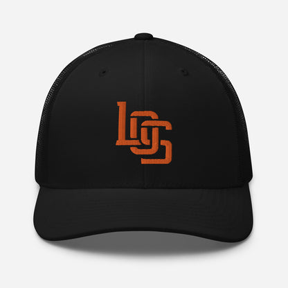 "LOS" Retro Trucker Hat | Yupoong 6606 | E Luna CLASSIC Solocrest 1 Orange Thread Front Logo