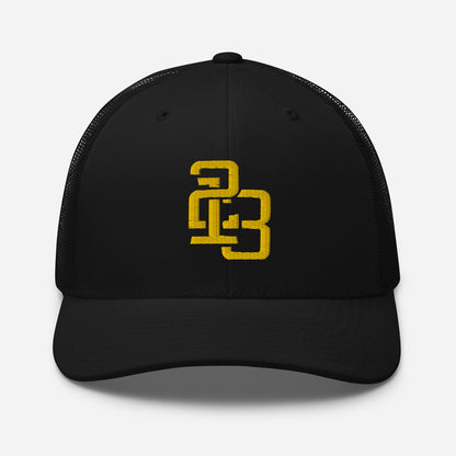 "213" Retro Trucker Hat | Yupoong 6606 | E Luna CLASSIC Solocrest 1 Gold Thread Front Logo