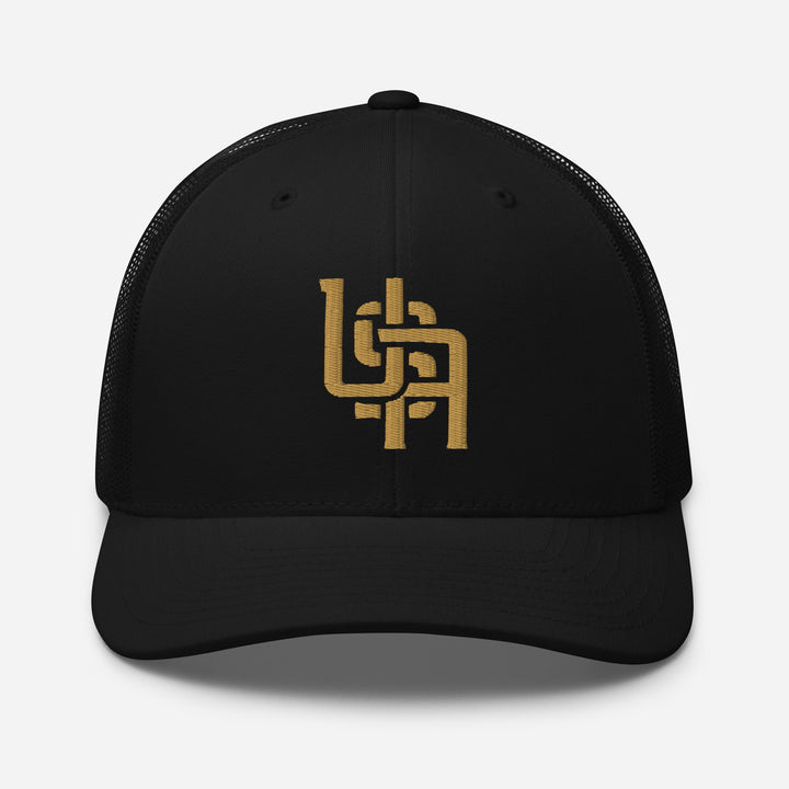 "USA" Retro Trucker Hat | E Luna Brand CLASSIC | 1 Old Gold Thread Logo