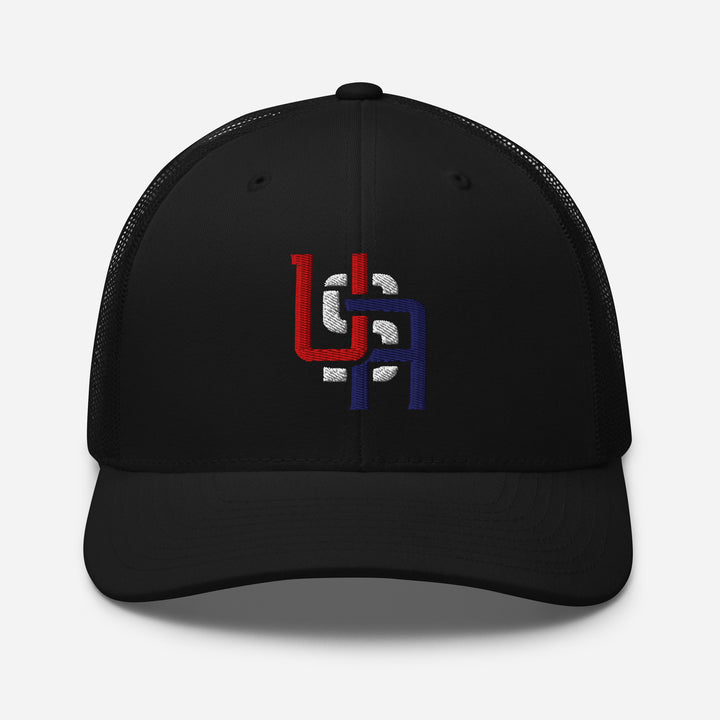"USA" Retro Trucker Hat | E Luna Brand CLASSIC | 1 Red, White, Blue Thread Logo | 3D Puff Edition