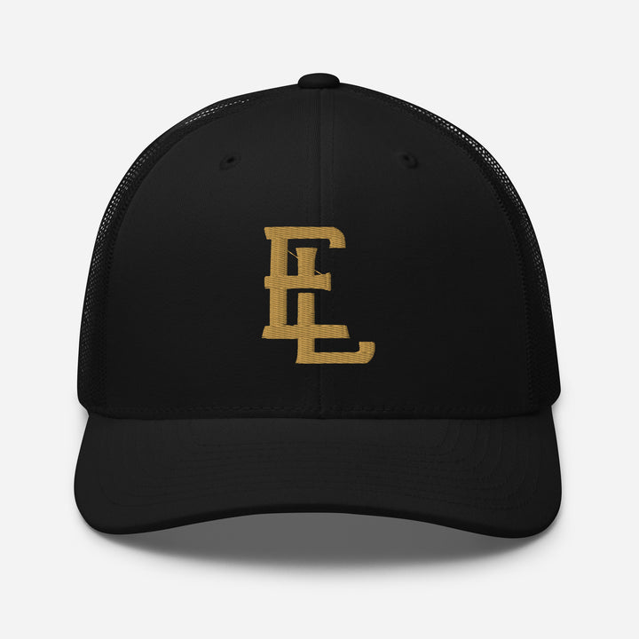 "EL" Retro Trucker Hat | E Luna Brand CLASSIC | 1 Old Gold Thread Logo | 3D Puff Edition