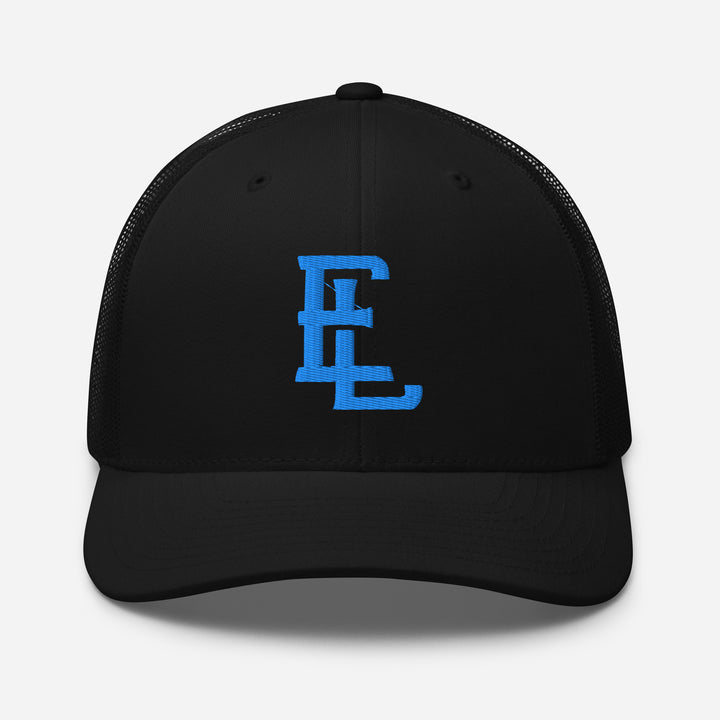 "EL" Retro Trucker Hat | E Luna Brand CLASSIC | 1 Aqua/Teal Thread Logo | 3D Puff Edition