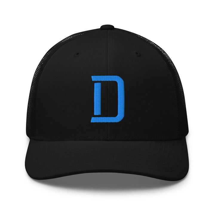 "D" Retro Trucker Hat | E Luna Brand CLASSIC | 1 Aqua/Teal Thread Logo | 3D Puff Edition