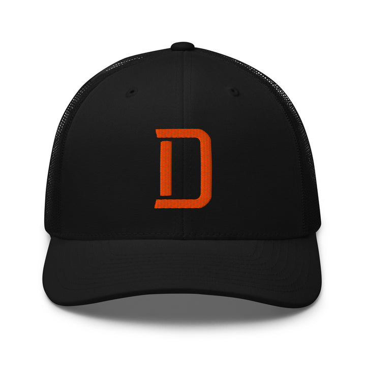 "D" Retro Trucker Hat | E Luna Brand CORE | 1 Orange Thread Logo