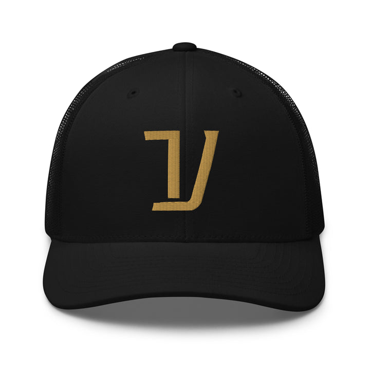 "V" Retro Trucker Hat | E Luna Brand CORE | 1 Old Gold Thread Logo
