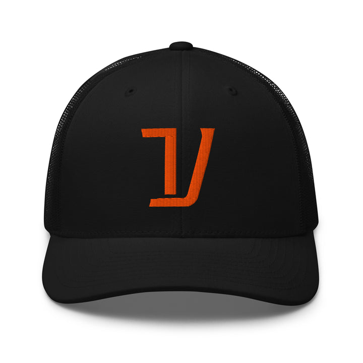 "V" Retro Trucker Hat | E Luna Brand CORE | 1 Orange Thread Logo