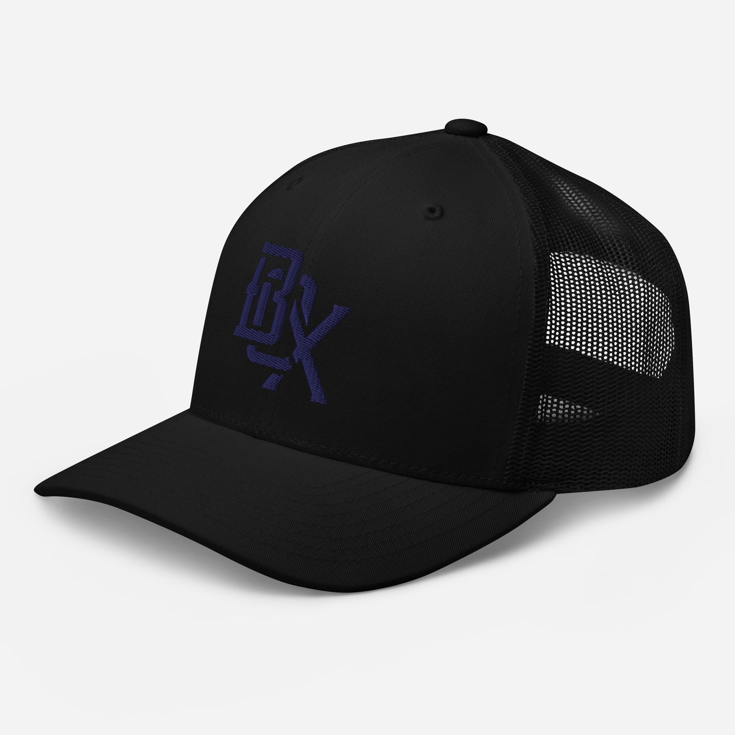 "BOX" Retro Trucker Hat | Yupoong 6606 | E Luna CLASSIC Solocrest 1 Navy Thread Front Logo