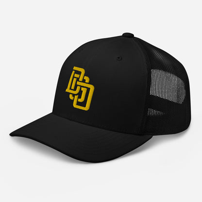 "DGO" Retro Trucker Hat | Yupoong 6606 | E Luna CLASSIC Solocrest 1 Gold Thread Front Logo