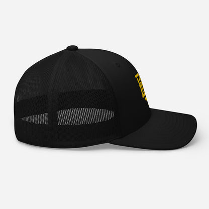 "BOX" Retro Trucker Hat | Yupoong 6606 | E Luna CLASSIC Solocrest 1 Gold Thread Front Logo