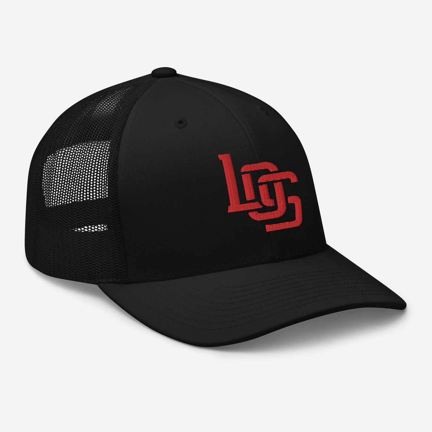 "LOS" Retro Trucker Hat | Yupoong 6606 | E Luna CLASSIC Solocrest 1 Red Thread Front Logo