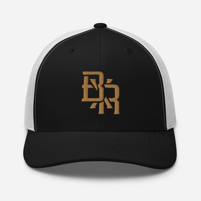 "BXR" Retro Trucker Hat | Yupoong 6606 | E Luna CLASSIC Solocrest 1 Old Gold Thread Front Logo