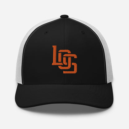 "LOS" Retro Trucker Hat | Yupoong 6606 | E Luna CLASSIC Solocrest 1 Orange Thread Front Logo