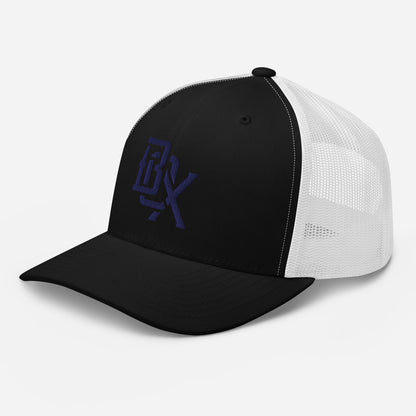 "BOX" Retro Trucker Hat | Yupoong 6606 | E Luna CLASSIC Solocrest 1 Navy Thread Front Logo