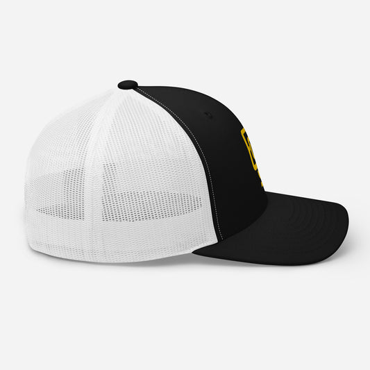 "619" Retro Trucker Hat | Yupoong 6606 | E Luna Brand CLASSIC Solocrest 1 Gold Thread Front Logo | 3D Puff Edition