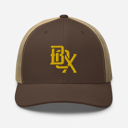 "BOX" Retro Trucker Hat | Yupoong 6606 | E Luna CLASSIC Solocrest 1 Gold Thread Front Logo