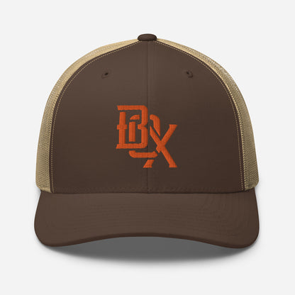 "BOX" Retro Trucker Hat | Yupoong 6606 | E Luna CLASSIC Solocrest 1 Orange Thread Front Logo