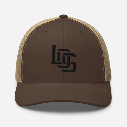 "LOS" Retro Trucker Hat | Yupoong 6606 | E Luna CLASSIC Solocrest 1 Black Thread Front Logo