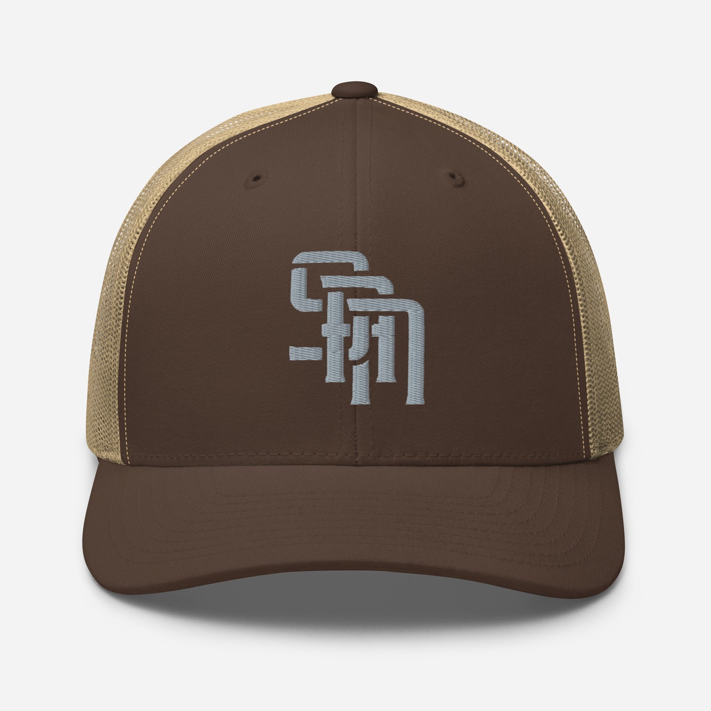 "SAN" Retro Trucker Hat | Yupoong 6606 | E Luna Brand CLASSIC Solocrest 1 Grey Thread Front Logo