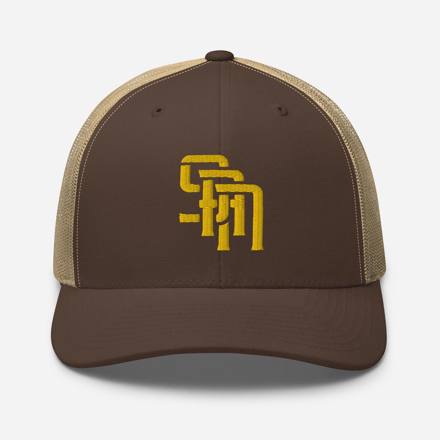 "SAN" Retro Trucker Hat | Yupoong 6606 | E Luna Brand CLASSIC Solocrest 1 Gold Thread Front Logo