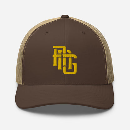 "ANG" Retro Trucker Hat | Yupoong 6606 | E Luna CLASSIC Solocrest 1 Gold Thread Front Logo