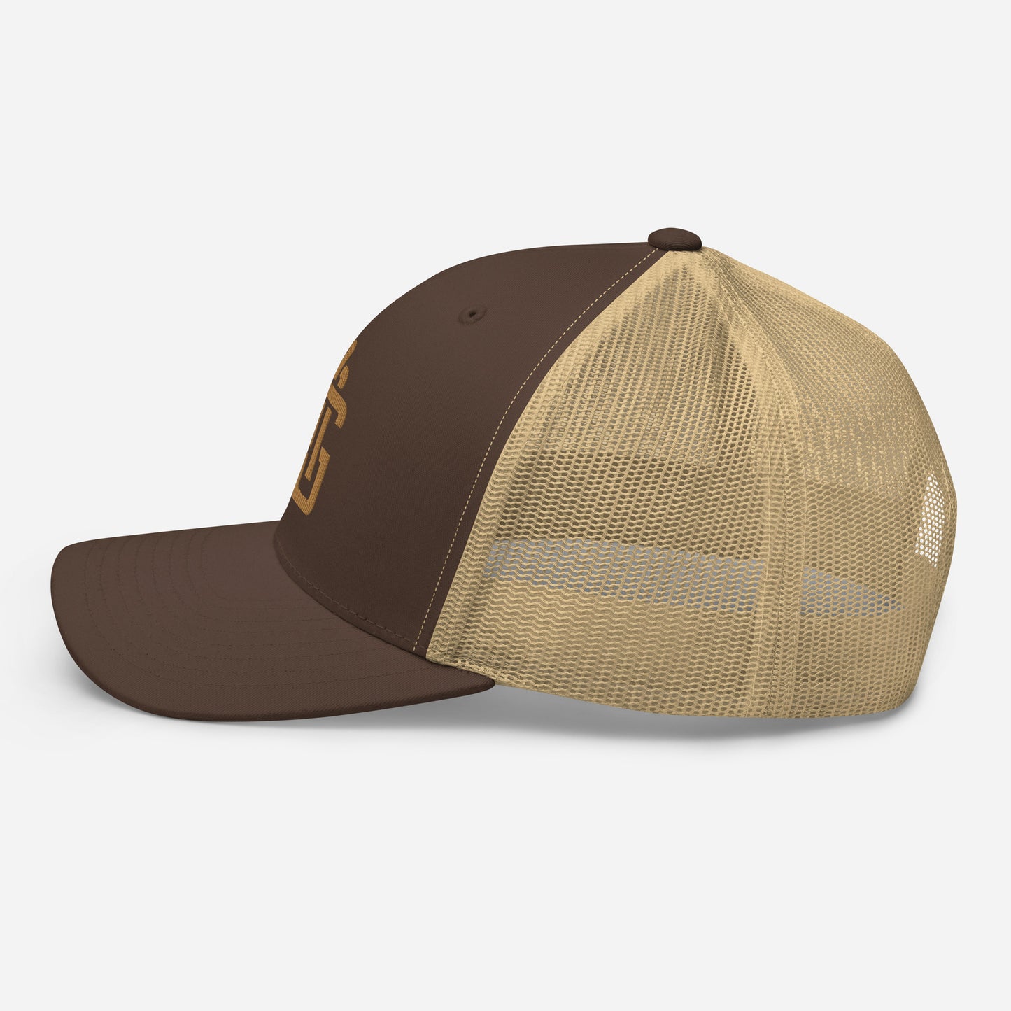 "ANG" Retro Trucker Hat | Yupoong 6606 | E Luna CLASSIC Solocrest 1 Old Gold Thread Front Logo