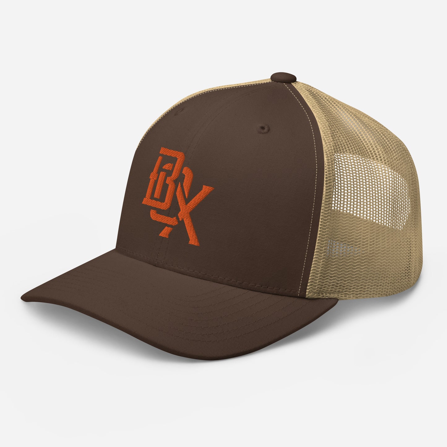 "BOX" Retro Trucker Hat | Yupoong 6606 | E Luna CLASSIC Solocrest 1 Orange Thread Front Logo