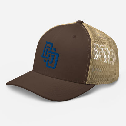 "DGO" Retro Trucker Hat | Yupoong 6606 | E Luna CLASSIC Solocrest 1 Royal Thread Front Logo