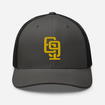 "619" Retro Trucker Hat | Yupoong 6606 | E Luna Brand CLASSIC Solocrest 1 Gold Thread Front Logo