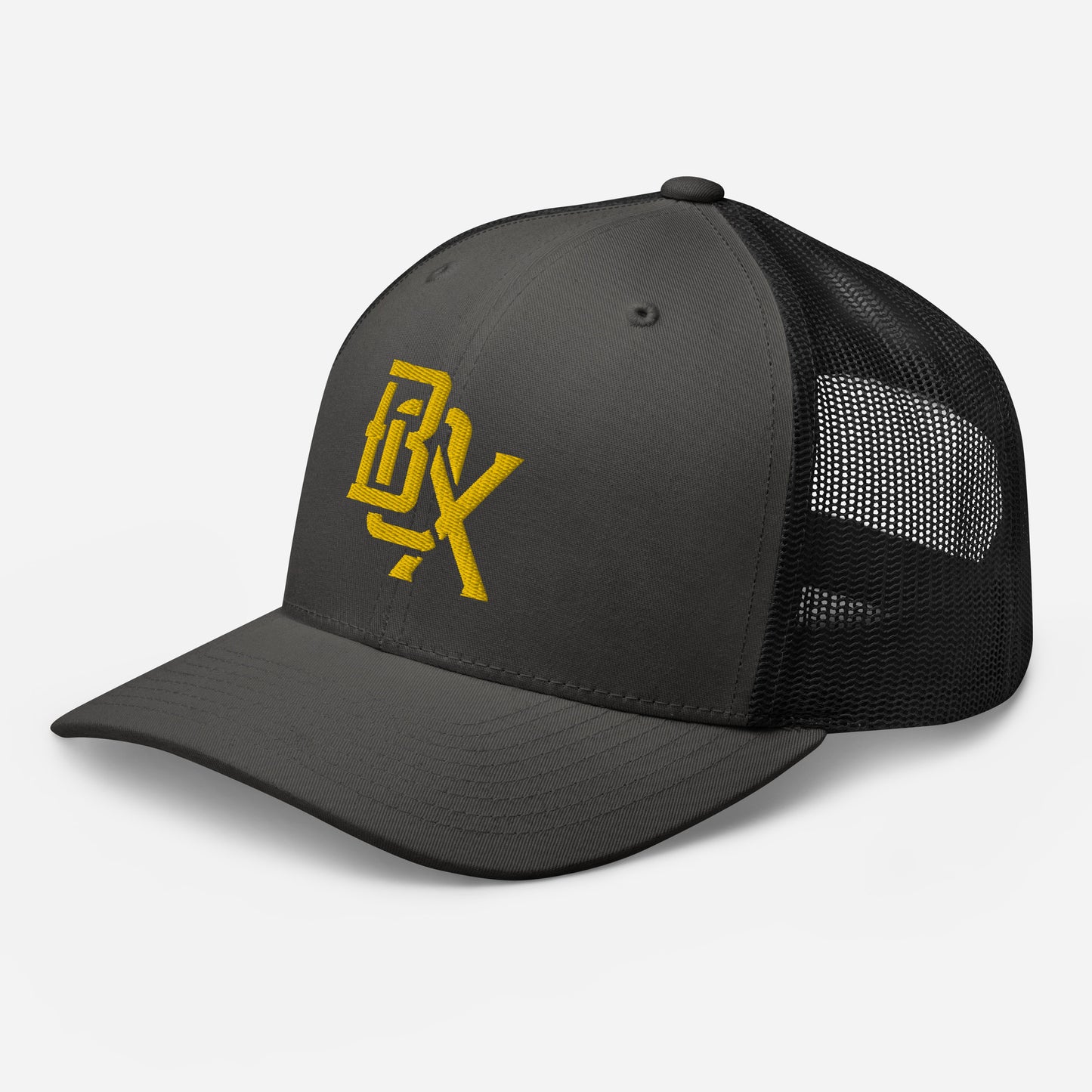 "BOX" Retro Trucker Hat | Yupoong 6606 | E Luna CLASSIC Solocrest 1 Gold Thread Front Logo