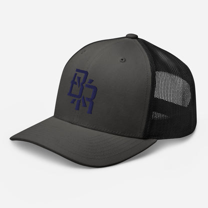 "BXR" Retro Trucker Hat | Yupoong 6606 | E Luna CLASSIC Solocrest 1 Navy Thread Front Logo