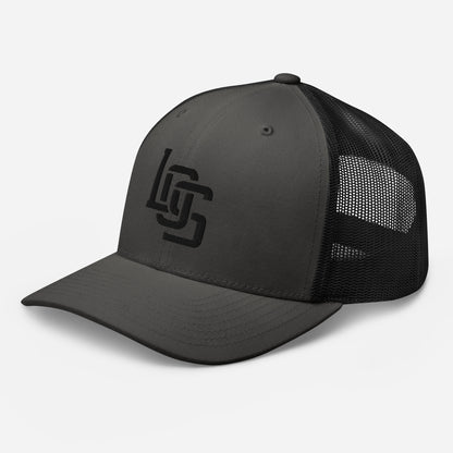 "LOS" Retro Trucker Hat | Yupoong 6606 | E Luna CLASSIC Solocrest 1 Black Thread Front Logo