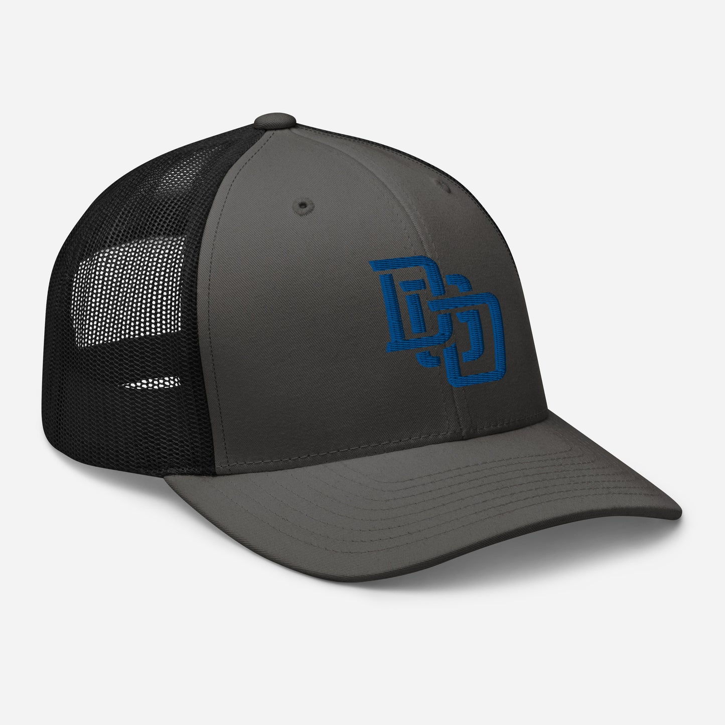 "DGO" Retro Trucker Hat | Yupoong 6606 | E Luna CLASSIC Solocrest 1 Royal Thread Front Logo