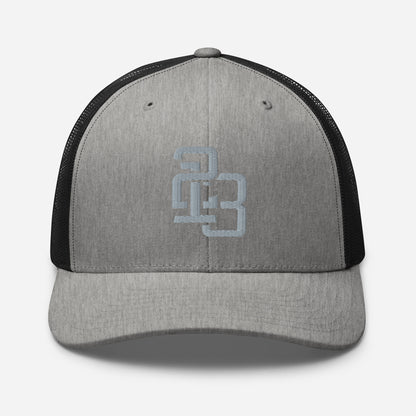 "213" Retro Trucker Hat | Yupoong 6606 | E Luna CLASSIC Solocrest 1 Grey Thread Front Logo