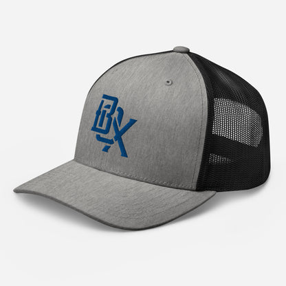 "BOX" Retro Trucker Hat | Yupoong 6606 | E Luna CLASSIC Solocrest 1 Royal Thread Front Logo