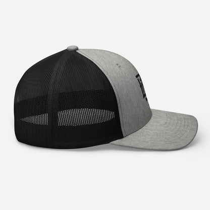 "BOX" Retro Trucker Hat | Yupoong 6606 | E Luna CLASSIC Solocrest 1 Black Thread Front Logo