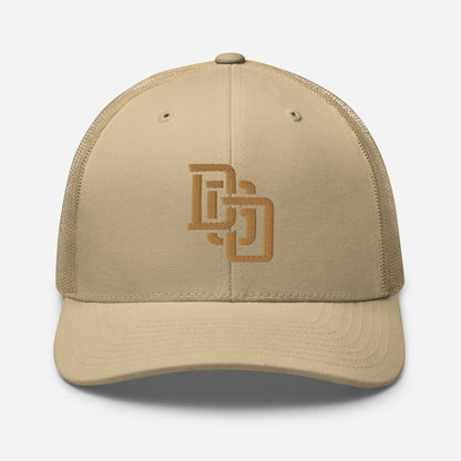 "DGO" Retro Trucker Hat | Yupoong 6606 | E Luna CLASSIC Solocrest 1 Old Gold Thread Front Logo